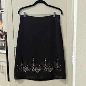 Ann Taylor LOFT A-line Skirt with Embroidered and Beaded Floral Hem